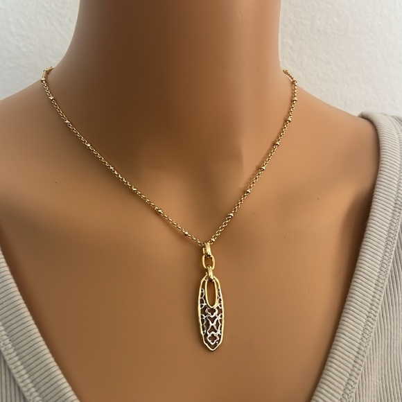 Kendra Scott Janie Small Long Pendant Necklace - Gold/Silver nwt - Picture 6 of 6